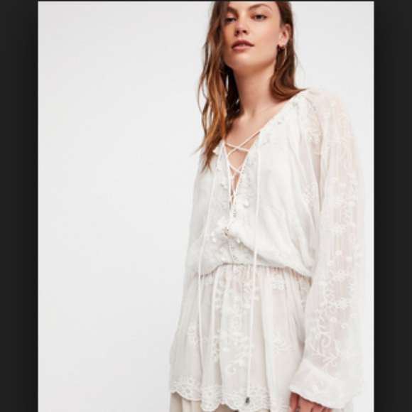 Free People Tops - NWOT Free People White sheer marigold tunic top